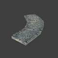 Curved Outdoor Gray Stone Brick Pavement With Detailed Textured Surface