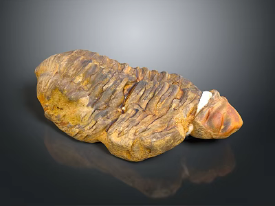 Rustic Wood And Stone Decorative Piece With Natural Brown Yellow Texture And Surface Details 3d model