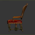 Classical Single Chair with Ornate Carved Wooden Frame and Vibrant Red Orange Upholstered Seat