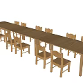 Long Wooden Children's Table Set With Matching Chairs For Classroom Activity