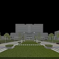 Modern Hospital Building Exterior With Spacious Entrance Landscaped Plaza And Clear Blue Sky