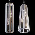 Modern Chandeliers With Metal Frame Glass Structure And Hanging Bulbs