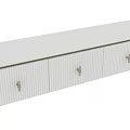 Sleek White TV Stand With Gold Handles Drawers And Modern Metal Legs