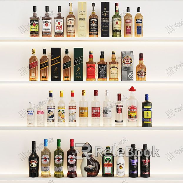 Modern Liquor Vodka Liquor Bottle Beverage Drinks model