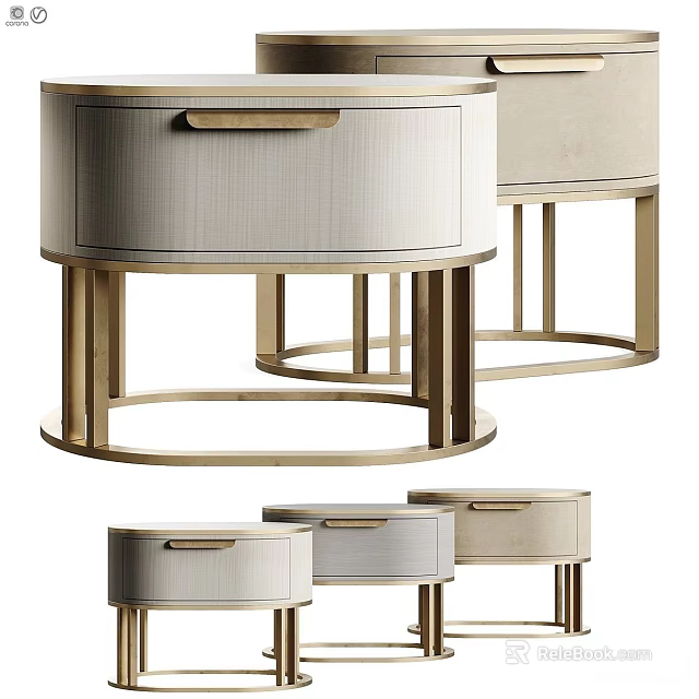 Modern Bedside Table With Gold Metal Legs And Fabric Drawer Design 3d model 