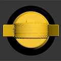 Golden Trophy Design With Winged Body Wheel Center And Black Base