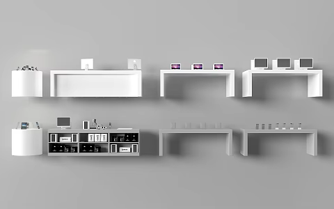 Modern Technology Showcase Booth Shelf 3d model