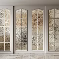 Elegant Sliding Doors with White Frame and Textured Glass Panels in Interior Design