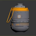 Handheld Military Weapon Device Orange Gray Body With Handle Top Metal Structure And Control Panel