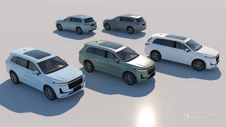 Modern SUV Vehicles In Various Colors With Stylish Design 3d model