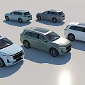 Modern SUV Vehicles In Various Colors With Stylish Design 3d model