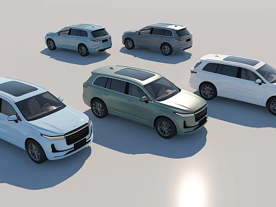 Modern SUV Vehicles In Various Colors With Stylish Design 3d model