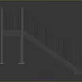 Scene Component Design With Black Metal Railing And Wooden Bench Top