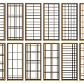 Wooden Grid Partitions With Various Frame Designs For Home Interiors 3d model
