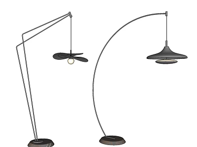Modern Adjustable Arc Floor Lamps With Curved Stand And Round Shade 3d model