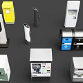 Diverse Urban Public Facility Components With Charging Stations Trash Bins And Info Kiosks