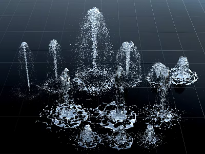 Beautiful Garden Ornaments With Decorative Fountains And Water Splashing Effects 3d model