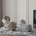Adorable Sheep Shaped Kids Chairs in Brown and Gray Colors on Soft Living Room Carpet