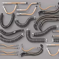 Industrial Flexible Pipes And Hoses With Black Orange Color And Metal Fittings