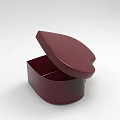 Red Heart Shaped Open Box Decorative Ornament Set With Interior Design 3d model
