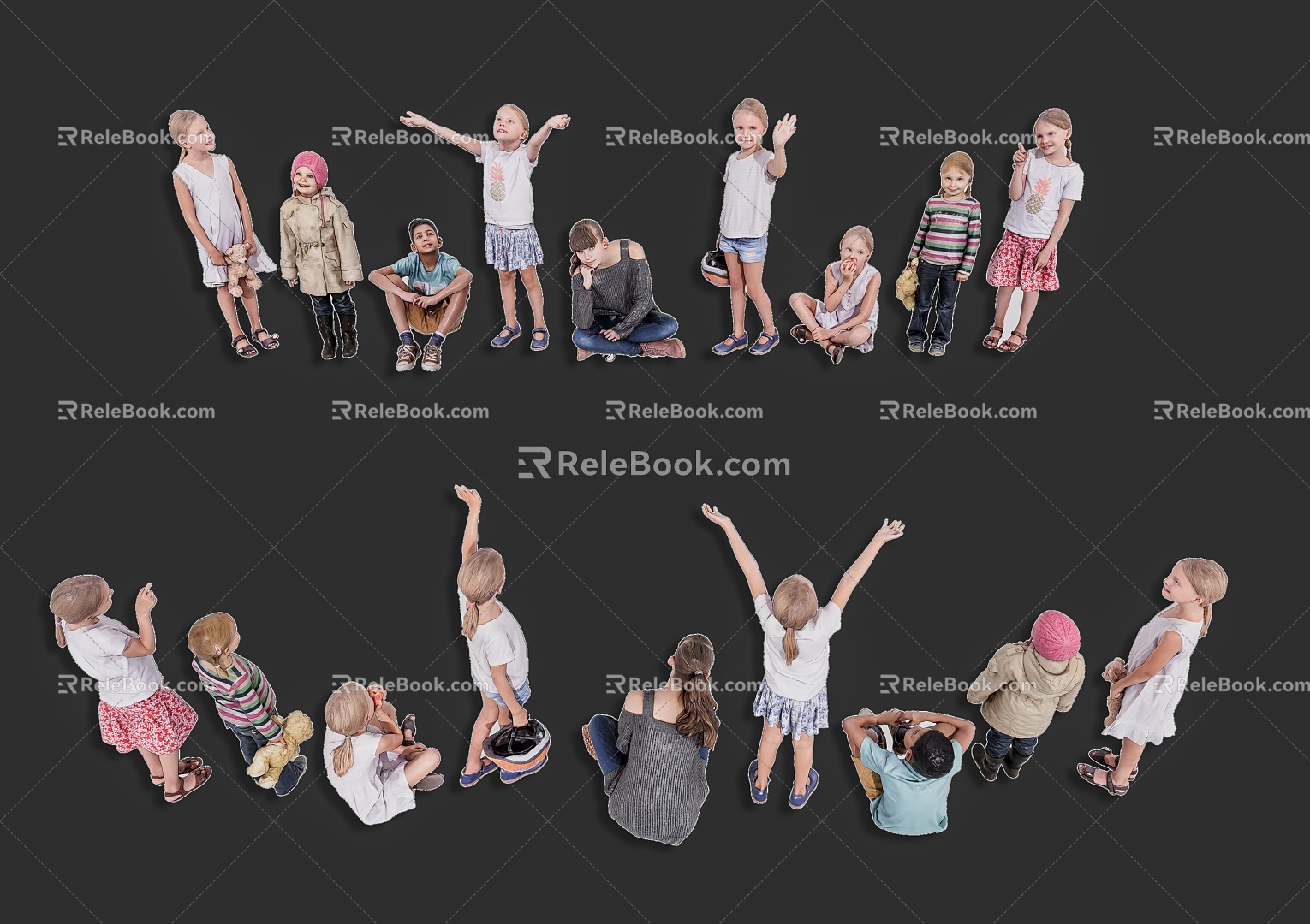 European and American primary school students fine model multi-character combination children students male and female combination children children middle school students primary school students model