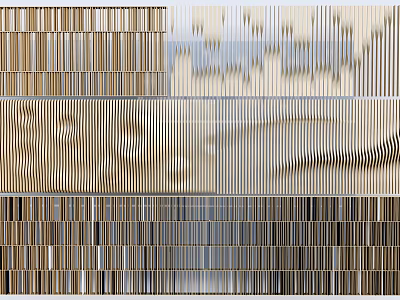 Modern Room Dividers With Various Slatted Wooden Panels For Home Interior 3d model