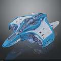 Futuristic Blue And White Cosmic Spaceship Design For Interstellar Exploration And Space Travel