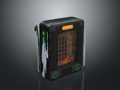 Modern Electric Heater With Black Design Green Indicator Lights Orange Logo And Ventilation Grilles 3d model