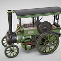 Green Vintage Steam Powered Functional Vehicle With Big Wheels And Cabin