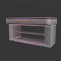 Modern Industrial Media Console With Gray Concrete Body Open Shelves And Black Top