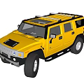 Yellow Hummer SUV With Roof Rack And Off Road Exterior Features