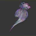 Game Film Character 3D Model With White Long Hair High Bun Flowing Ornaments Exquisite Styling