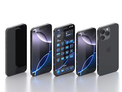 Apple iPhone Multiple Models Showing Screen Interface And Back Camera Design 3d model