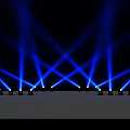 Blue Light Beams From Stage Lights Creating Cross Pattern On Black Background 3d model