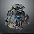 Sci Fi Mechanical Character Creature Design With Gray Blue Yellow Accents And Armor Plates