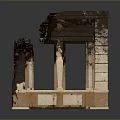 Ancient Ruins Scenery With Stone Columns Broken Walls And Historic Roof Structures