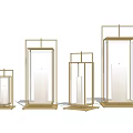 Modern Minimalist Metal Frame Candle Holders with Four Different Sizes and White Candles