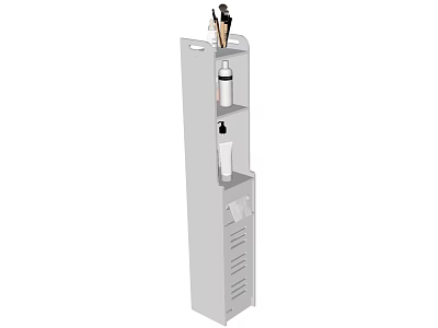 Modern White Freestanding Bathroom Cabinet with Multiple Storage Shelves for Toiletries 3d model