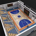 Spacious Modern Basketball Gym Interior With Full Size Court Spectator Seats And Digital Scoreboards