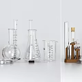 Laboratory Glassware Collection With Beakers Flasks Test Tubes And Wooden Stands