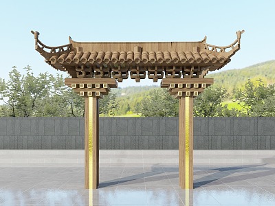 New Chinese style door head 3d model