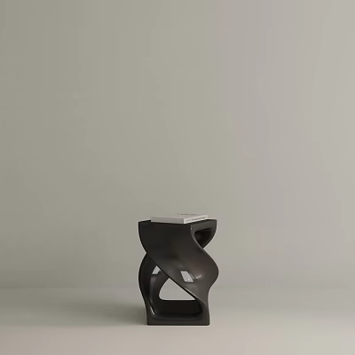 Modern Black Side Table With Twisted Curved Base And Sleek Minimalist Design 3d model
