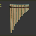 Artistic Pan Flute Musical Instrument Crafted From Orange Paint Tubes With Brown Strap In Triangular Shape