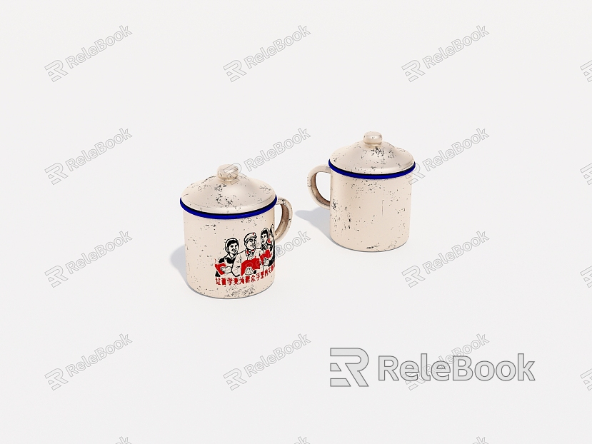 Old Enamel Water Cup Old Objects model