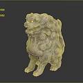 Traditional Chinese Stone Lion Statue With Curled Patterns And Majestic Posture
