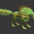 Mythical Fantasy Beast With Fiery Red Mane Yellow Striped Body And Sharp Teeth