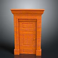 Orange Wooden Architectural Doorway Design With Classic Paneled Door And Frame
