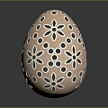 Pink Bird Egg With Intricate Cut Out Flower And Circle Patterns On Shell Design 3d model