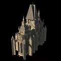 Ancient Gothic Architecture With Stone Spires Towers And Stained Glass Windows