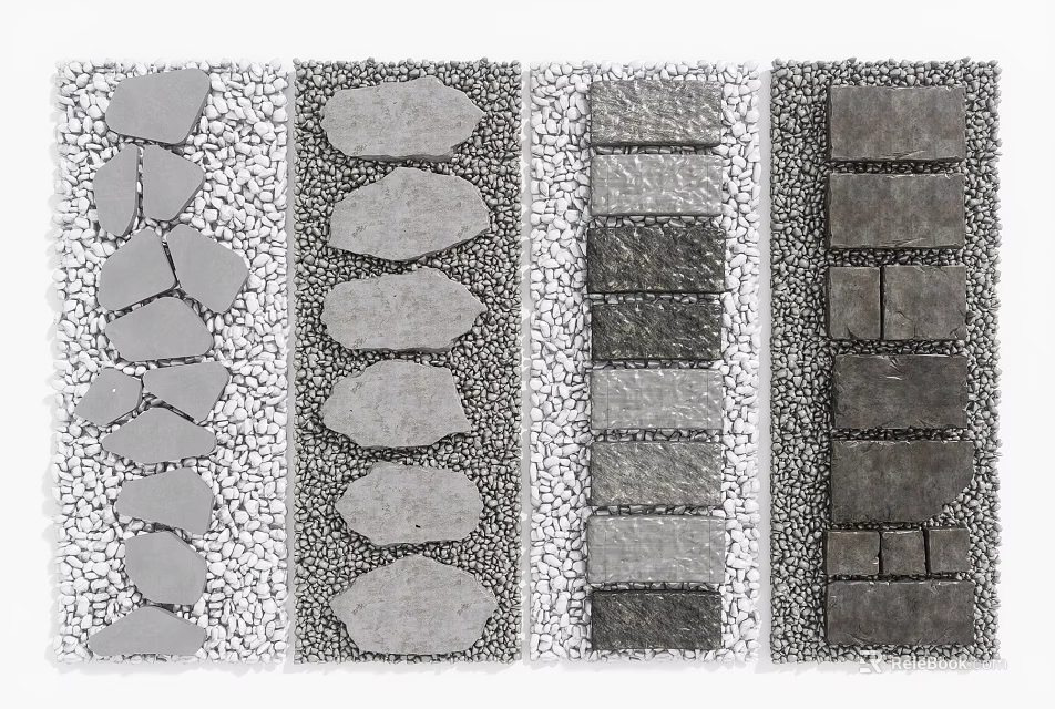 Various Stepping Stones Path Designs For Outdoor Garden Landscape Decor 3d model 